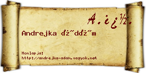 Andrejka Ádám névjegykártya